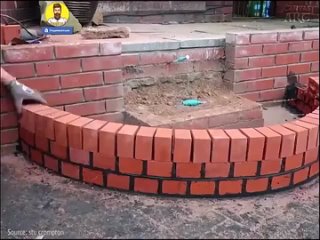 how to build a curved brick step.