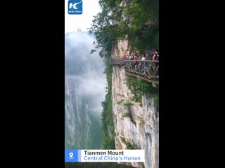 walk in the clouds on tianmenshan mountain